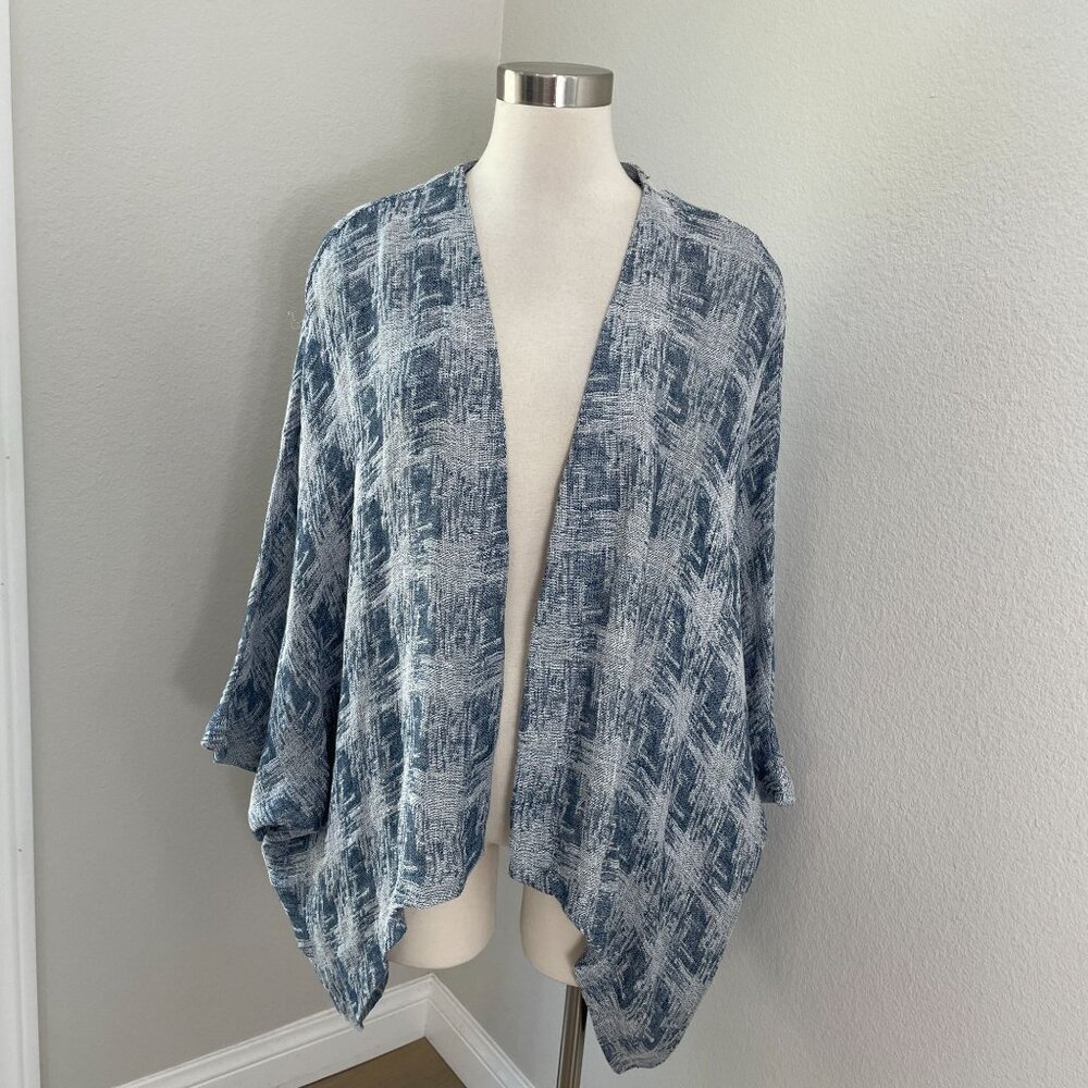 Yushi Womens Plus 1X Open Front Lightweight Cardigan‎ Linen Blend Lagenlook